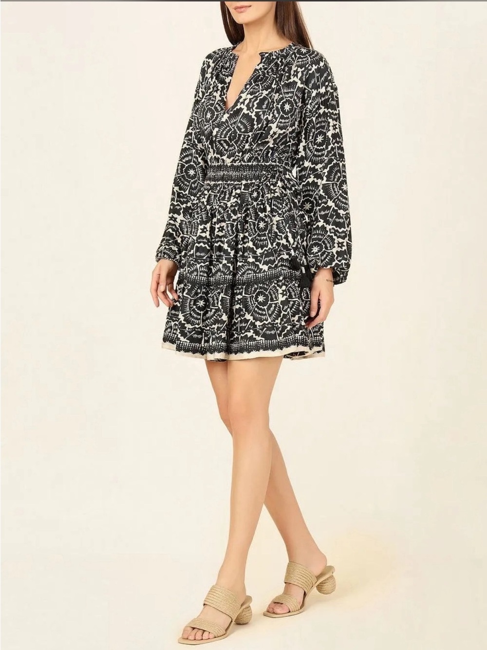 Omika Lani Printed Long Sleeve Mini Dress Size XS